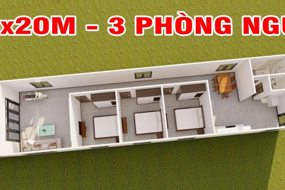 Mặt Bằng Nhà Cấp 4 Dt 5X20M 3 Phòng Ngủ Đơn Giản Đẹp | Kiến Trúc Nhà Việt -  Youtube